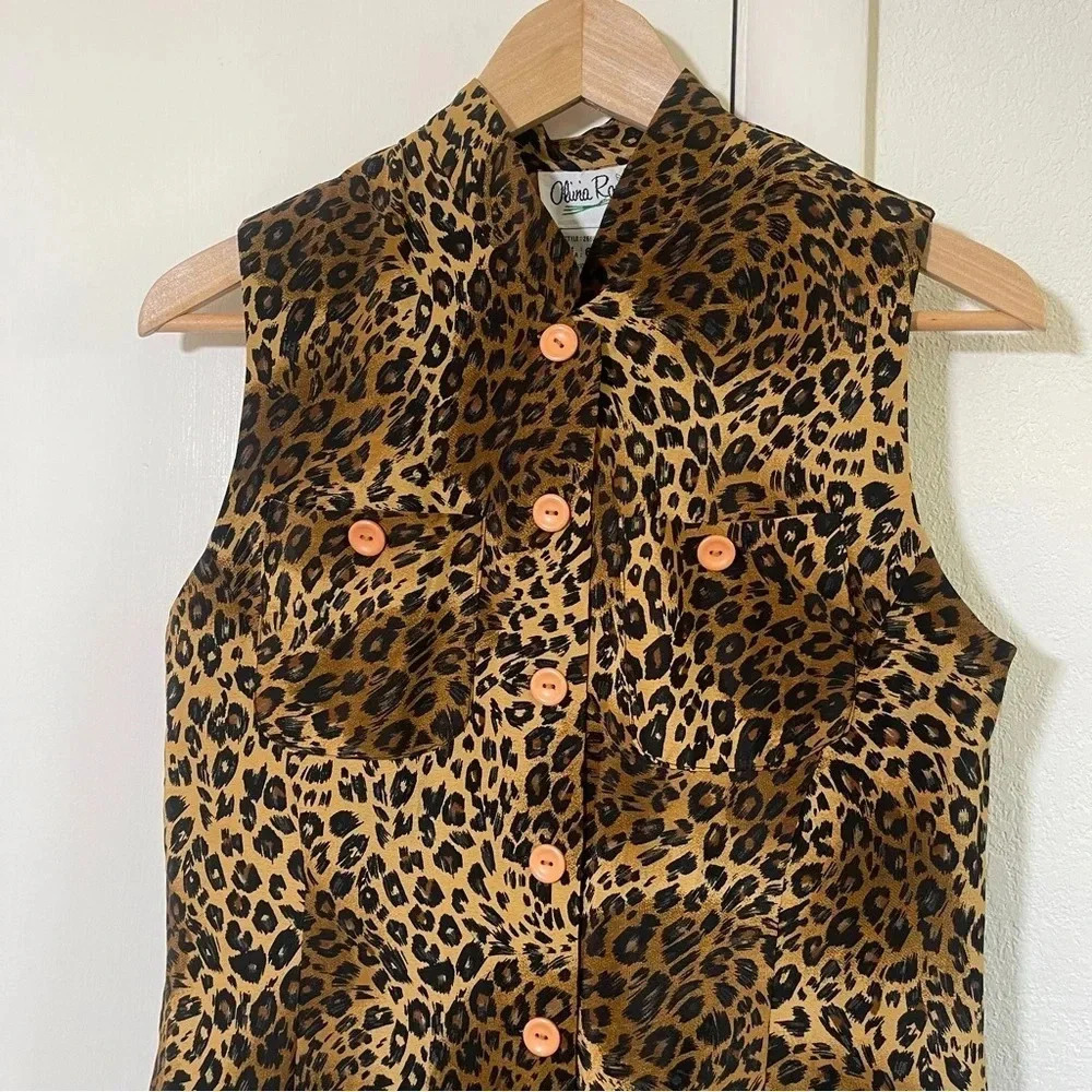 Olivia Rose Leopard Print Button Dress Sleeveless Size 6 - Picture 5 of 8